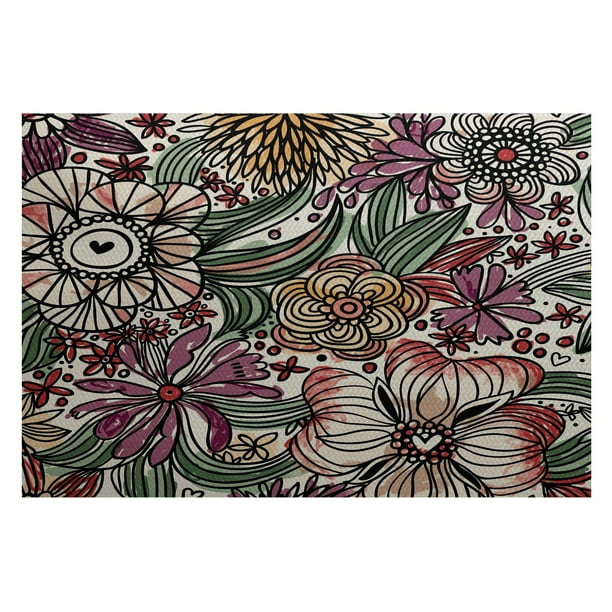 Floral Print Indoor/Outdoor Rug Orange/Red/Coral E by design Fern 2 2 x 3 Floral Print Indoor/Outdoor Rug Orange/Red/Coral E by design Fern 2 2 x 3